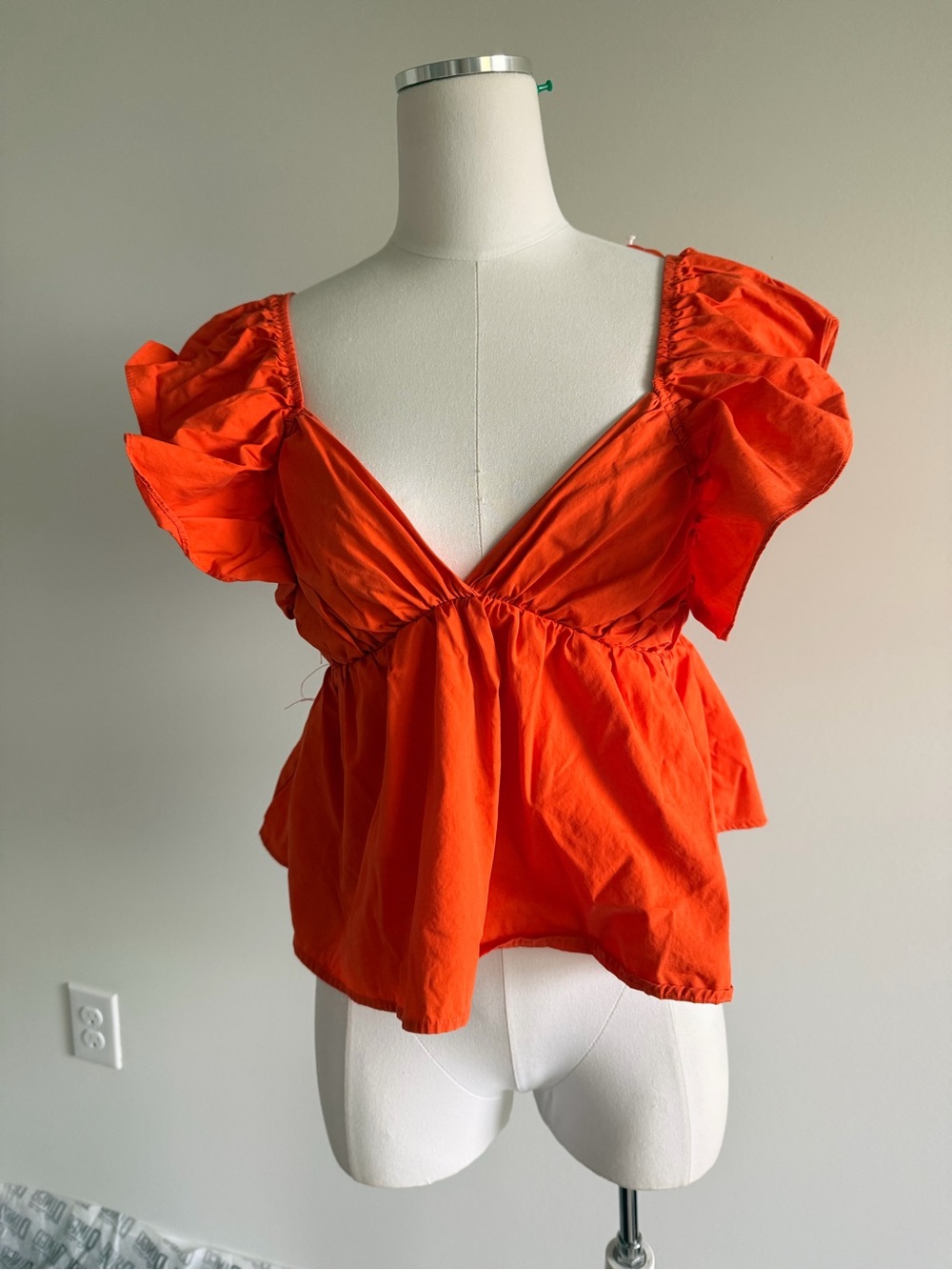 Day and Moon Vibrant Orange Ruffle Summer Blouse